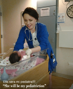 Pediatrician putting Baby in crib